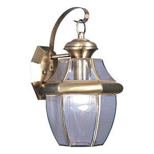 Livex Lighting Monterey 1-Light 100W Brass Outdoor Wall Lantern in Antique Brass