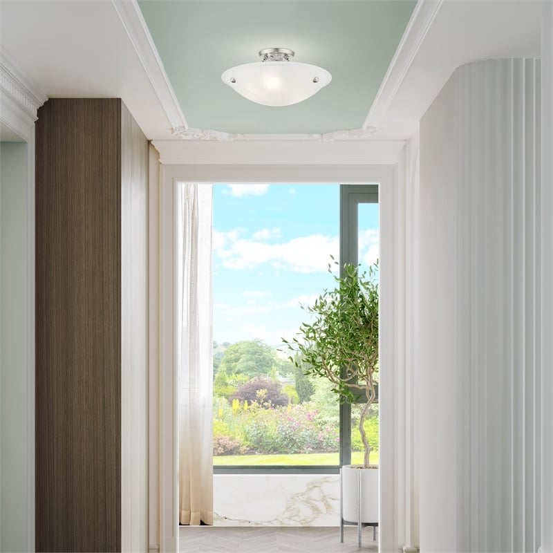 Livex Lighting Oasis 3-Light Contemporary Metal Ceiling Mount in Brushed Nickel