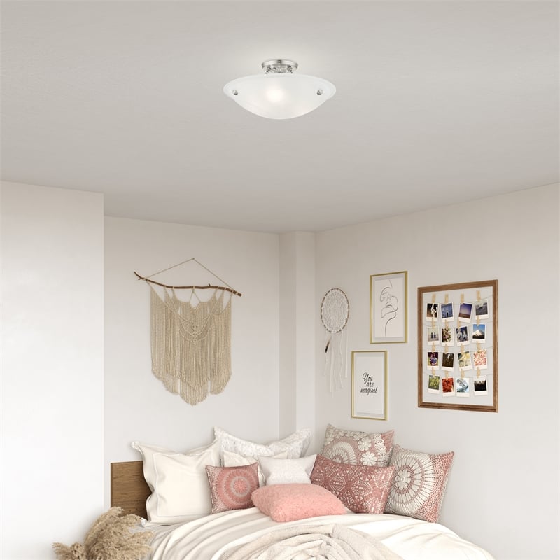 Livex Lighting Oasis 3-Light Contemporary Metal Ceiling Mount in Brushed Nickel