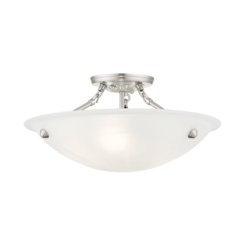 Livex Lighting Oasis 3-Light Contemporary Metal Ceiling Mount in Brushed Nickel