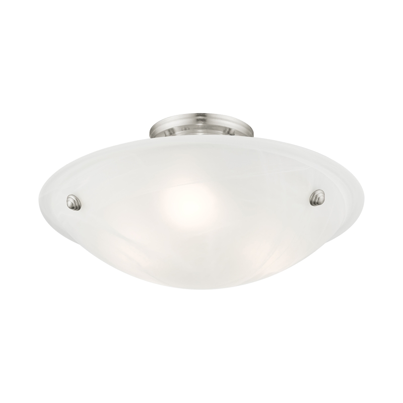 Livex Lighting Oasis 3-Light Contemporary Metal Ceiling Mount in Brushed Nickel
