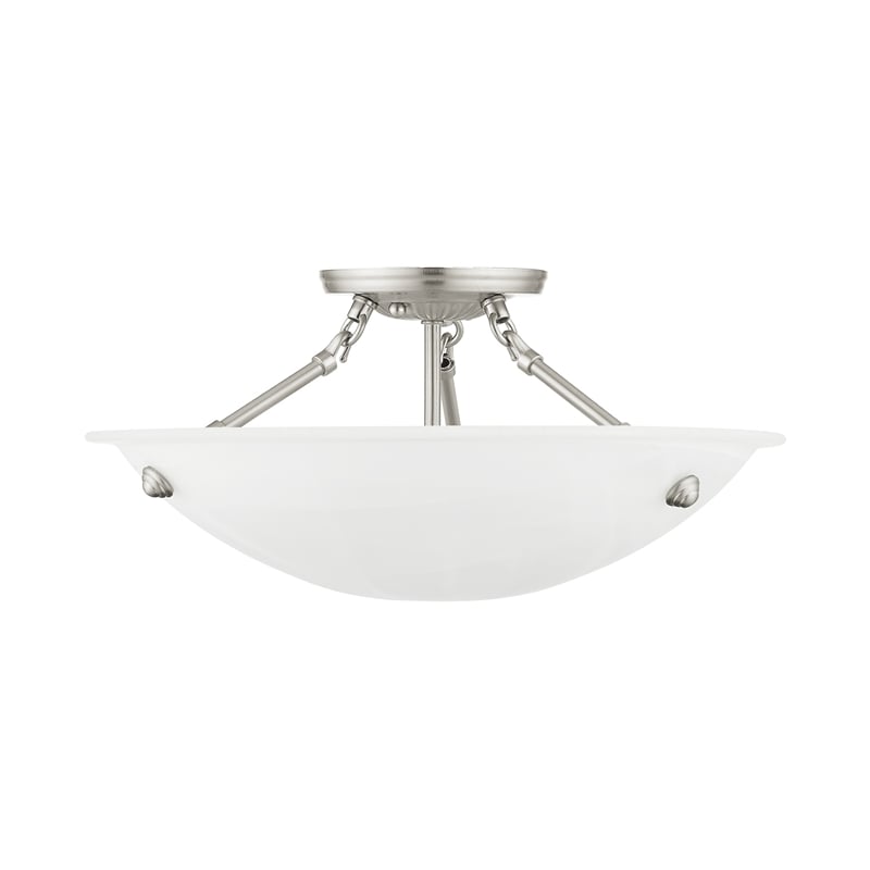 Livex Lighting Oasis 3-Light Contemporary Metal Ceiling Mount in Brushed Nickel