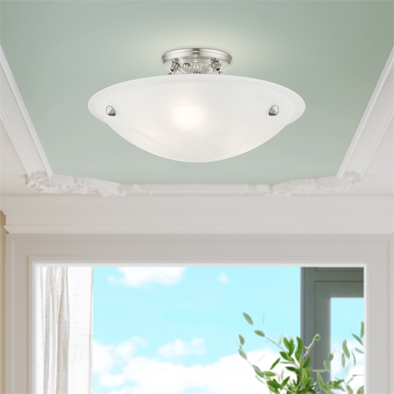 Livex Lighting Oasis 3-Light Contemporary Metal Ceiling Mount in Brushed Nickel