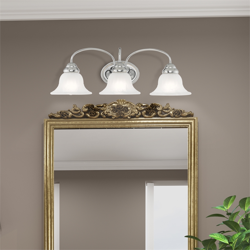 Livex Lighting Edgemont 3-Light Metal & Glass Bath Light in Polished Chrome