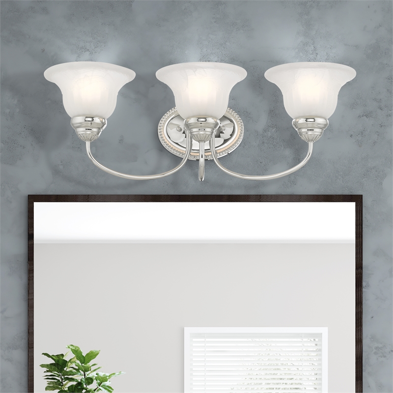 Livex Lighting Edgemont 3-Light Metal & Glass Bath Light in Polished Chrome