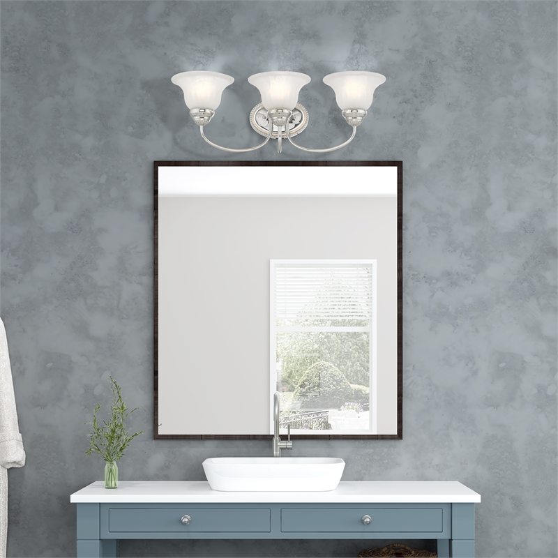Livex Lighting Edgemont 3-Light Metal & Glass Bath Light in Polished Chrome