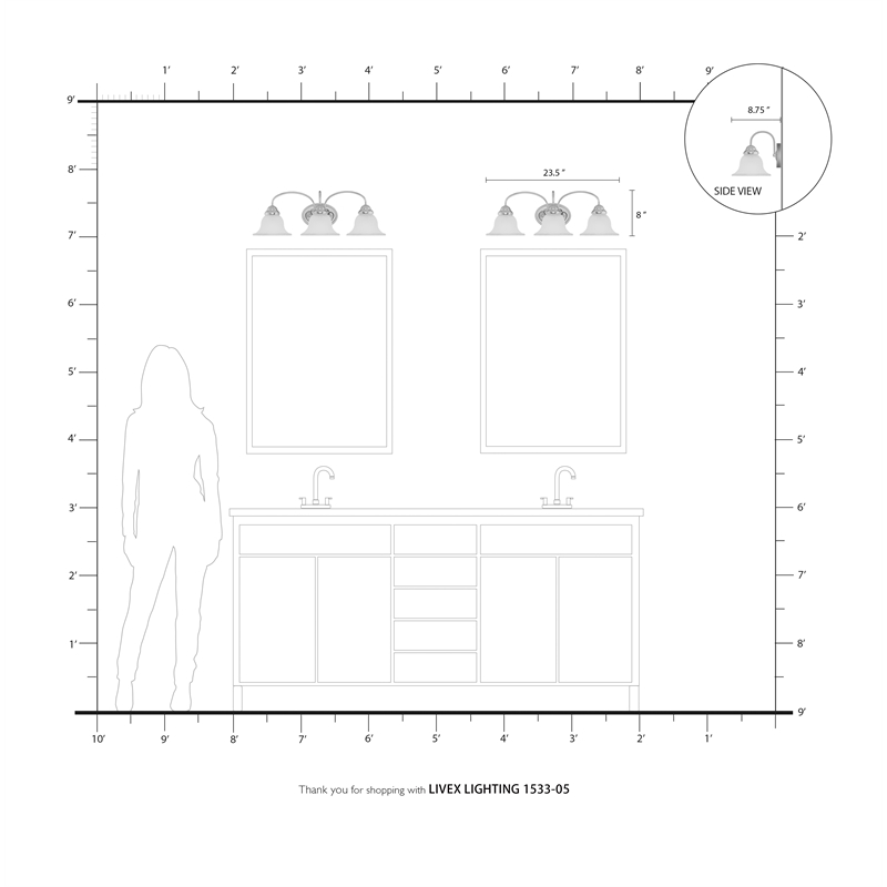 Livex Lighting Edgemont 3-Light Metal & Glass Bath Light in Polished Chrome