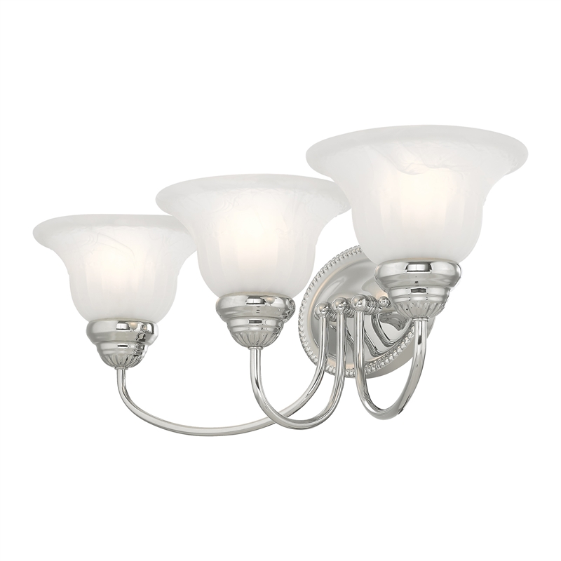 Livex Lighting Edgemont 3-Light Metal & Glass Bath Light in Polished Chrome