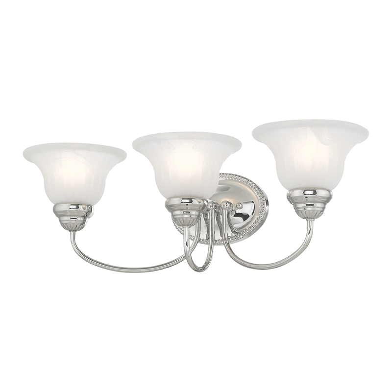 Livex Lighting Edgemont 3-Light Metal & Glass Bath Light in Polished Chrome