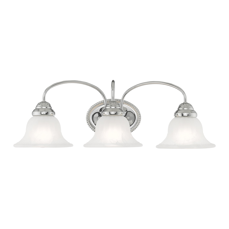 Livex Lighting Edgemont 3-Light Metal & Glass Bath Light in Polished Chrome