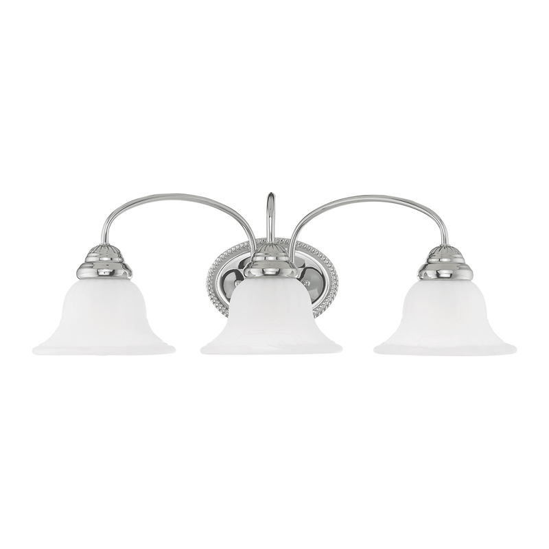 Livex Lighting Edgemont 3-Light Metal & Glass Bath Light in Polished Chrome