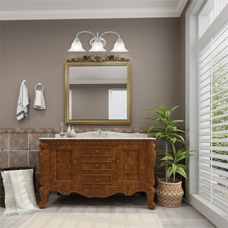 Livex Lighting Edgemont 3-Light Metal & Glass Bath Light in Polished Chrome