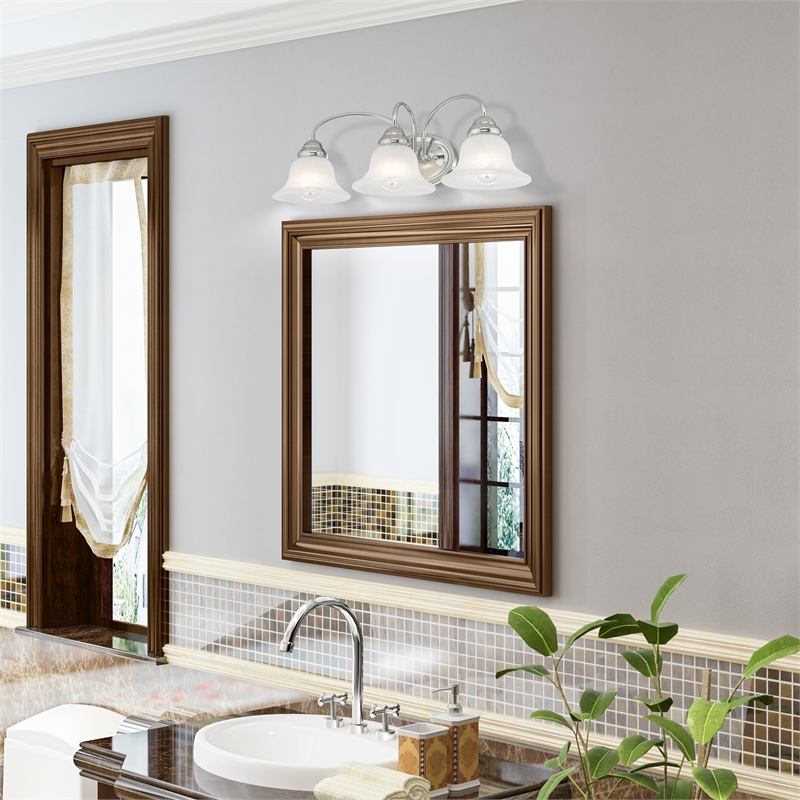 Livex Lighting Edgemont 3-Light Metal & Glass Bath Light in Polished Chrome