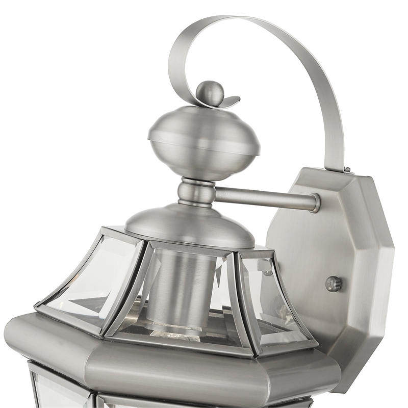Livex Lighting Georgetown 1-Light Brass Outdoor Wall Lantern in Brushed Nickel