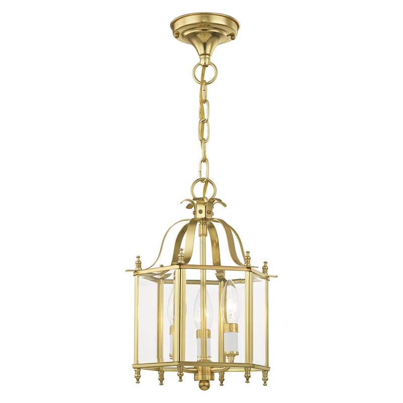 Livex Lighting Livingston 3 Light Polished Brass Chain Hang/Ceiling Mount