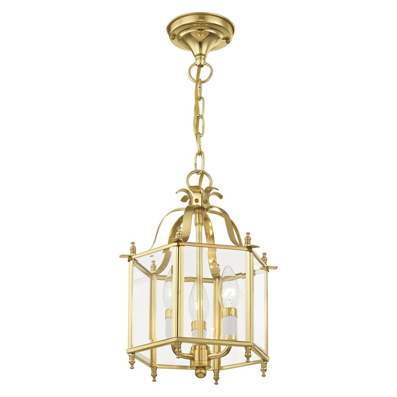 Livex Lighting Livingston 3 Light Polished Brass Chain Hang/Ceiling Mount
