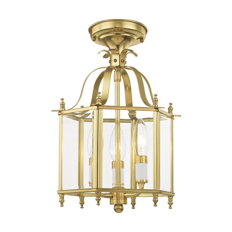 Livex Lighting Livingston 3 Light Polished Brass Chain Hang/Ceiling Mount