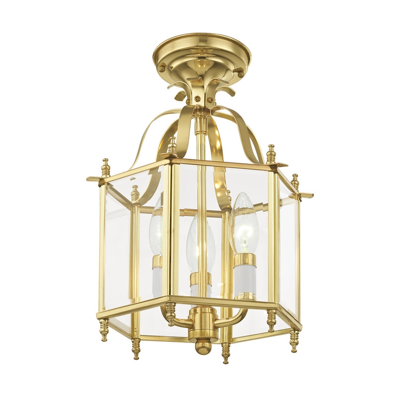Livex Lighting Livingston 3 Light Polished Brass Chain Hang/Ceiling Mount