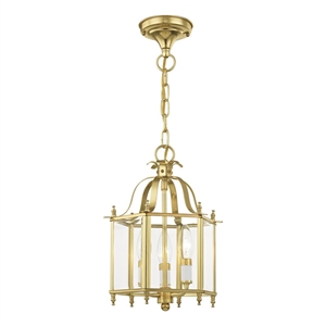 Livex Lighting Livingston 3 Light Polished Brass Chain Hang/Ceiling Mount