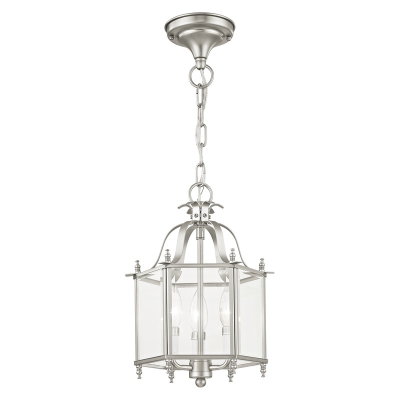 Livex Lighting Livingston 3 Light Brushed Nickel Chain Hang/Ceiling Mount