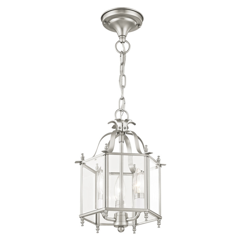 Livex Lighting Livingston 3 Light Brushed Nickel Chain Hang/Ceiling Mount