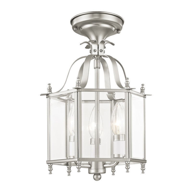 Livex Lighting Livingston 3 Light Brushed Nickel Chain Hang/Ceiling Mount