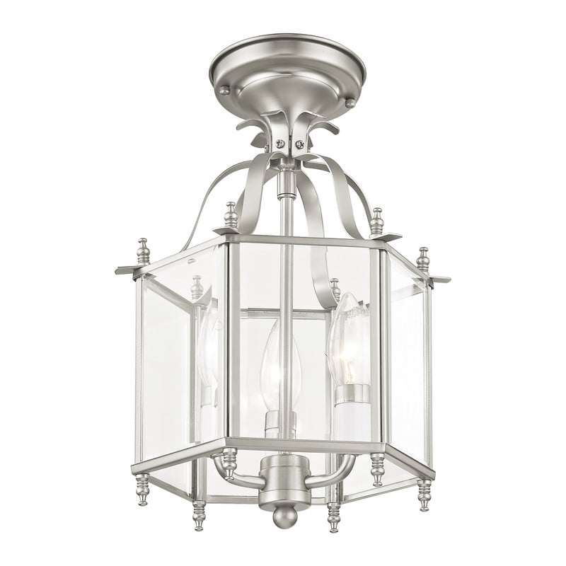 Livex Lighting Livingston 3 Light Brushed Nickel Chain Hang/Ceiling Mount