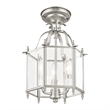 Livex Lighting Livingston 3 Light Brushed Nickel Chain Hang/Ceiling Mount