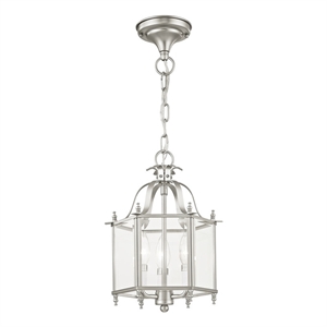 Livex Lighting Livingston 3 Light Brushed Nickel Chain Hang/Ceiling Mount