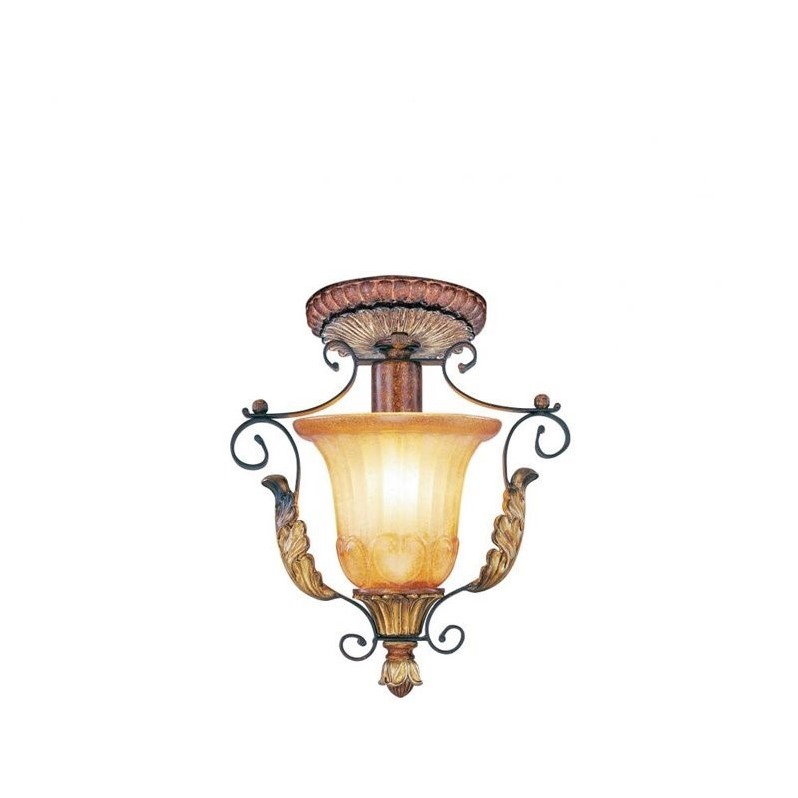 Livex Lighting Villa Verona Ceiling Mount in Verona Bronze with Aged Gold Leaf