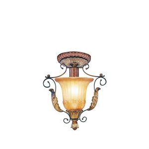 Livex Lighting Villa Verona Ceiling Mount in Verona Bronze with Aged Gold Leaf