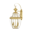 Livex Lighting Monterey 2-Light Brass Outdoor Wall Lantern in Polished Brass