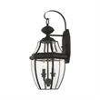 Livex Lighting Monterey 2-Light Brass Outdoor Wall Lantern in Black