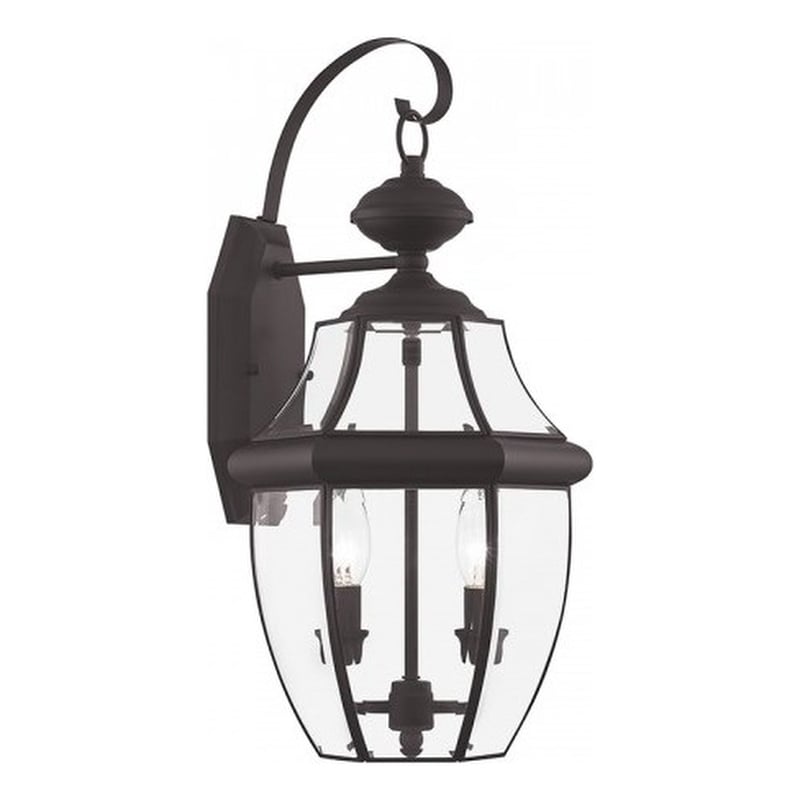 Livex Lighting Monterey 2-Light Brass Outdoor Wall Lantern in Bronze