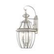 Livex Lighting Monterey 2-Light Brass Outdoor Wall Lantern in Brushed Nickel