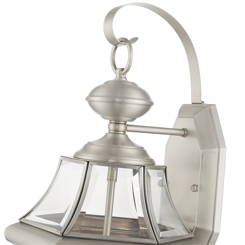 Livex Lighting Monterey 2-Light Brass Outdoor Wall Lantern in Brushed Nickel