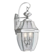 Livex Lighting Monterey 2-Light Brass Outdoor Wall Lantern in Brushed Nickel