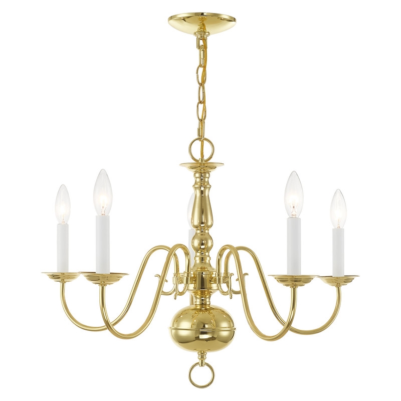 Livex Lighting Williamsburgh Chandelier in Polished Brass