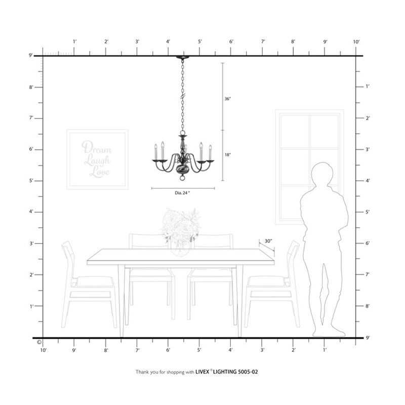 Livex Lighting Williamsburgh Chandelier in Polished Brass
