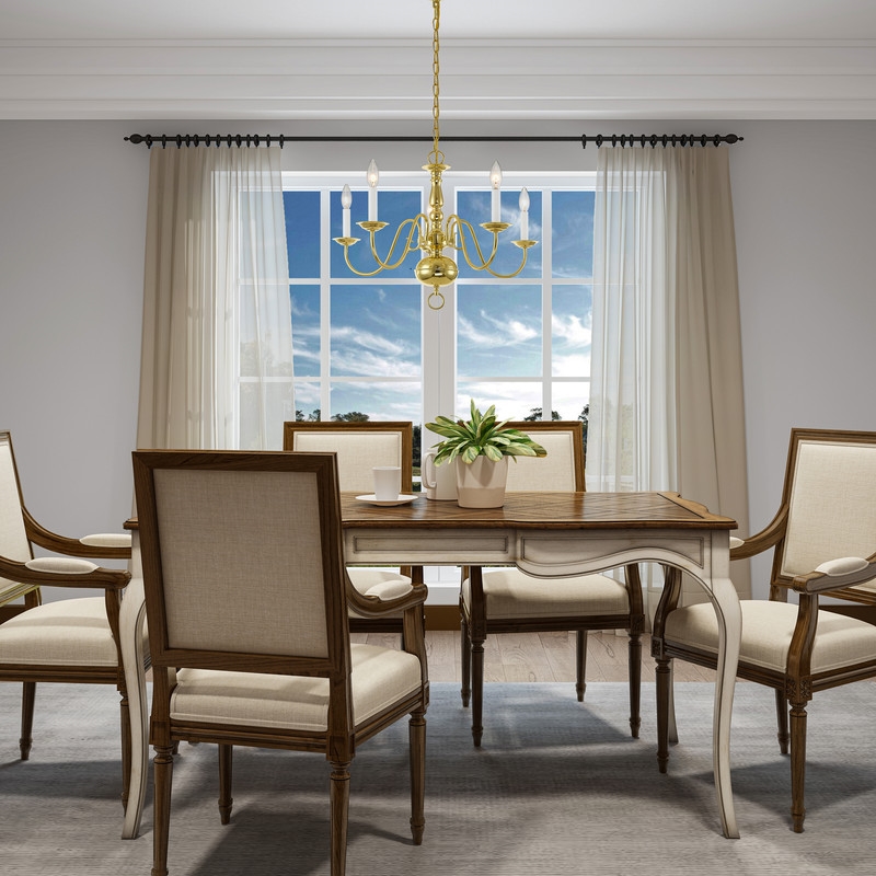 Livex Lighting Williamsburgh Chandelier in Polished Brass