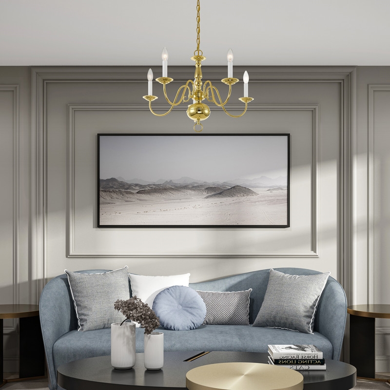 Livex Lighting Williamsburgh Chandelier in Polished Brass