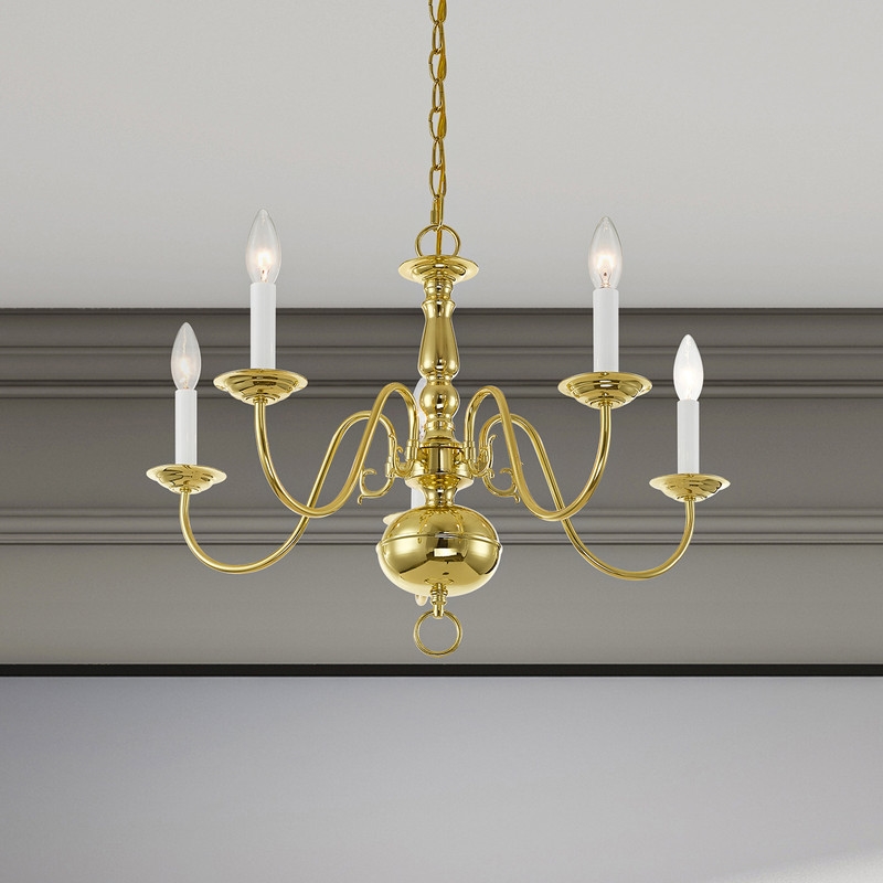 Livex Lighting Williamsburgh Chandelier in Polished Brass