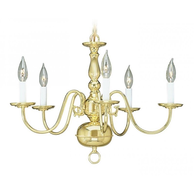 Livex Lighting Williamsburgh Chandelier in Polished Brass