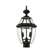 Livex Lighting Monterey 2-Light Brass/Glass Outdoor Post Top Lantern in Black