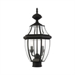Livex Lighting Monterey 2-Light Brass/Glass Outdoor Post Top Lantern in Black