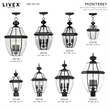 Livex Lighting Monterey 2-Light Brass/Glass Outdoor Post Top Lantern in Black