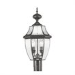 Livex Lighting Monterey 2-Light Brass/Glass Outdoor Post Top Lantern in Black