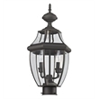 Livex Lighting Monterey 2-Light Brass/Glass Outdoor Post Top Lantern in Bronze