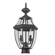 Livex Lighting Monterey 2-Light Brass/Glass Outdoor Post Top Lantern in Bronze