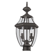 Livex Lighting Monterey 2-Light Brass/Glass Outdoor Post Top Lantern in Bronze
